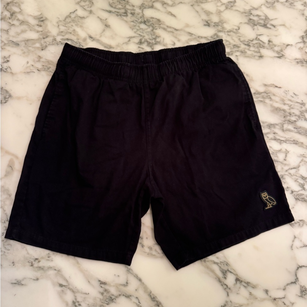 EUC OVO Drake Black Cotton Drawstring Shorts Sz S
